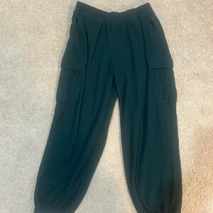 aerie Dark Green Ribbed Cargo Joggers